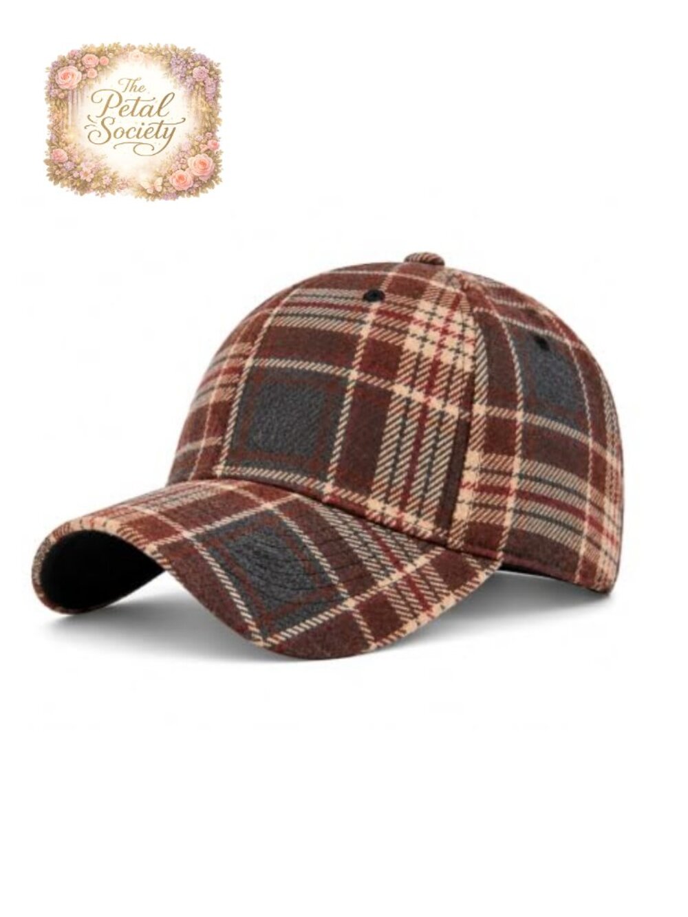 100% Cotton Plaid Baseball Cap Adjustable Dad Hat Fall Winter